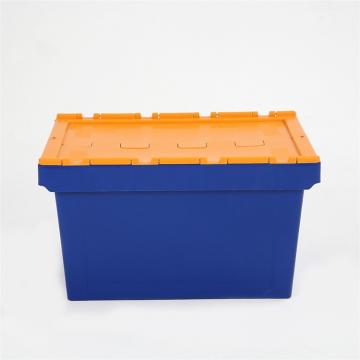Industrial warehouse multi storage foldable big box plastic pallet box container with attached lid