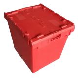 Industrial storage logistic nesting stackable heavy duty folding plastic attached lid container for caps