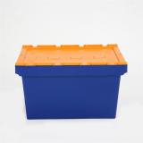 Nestable and Stackable Plastic Turnover Container Attached Lid PP Logistics Box Solid Moving Crates